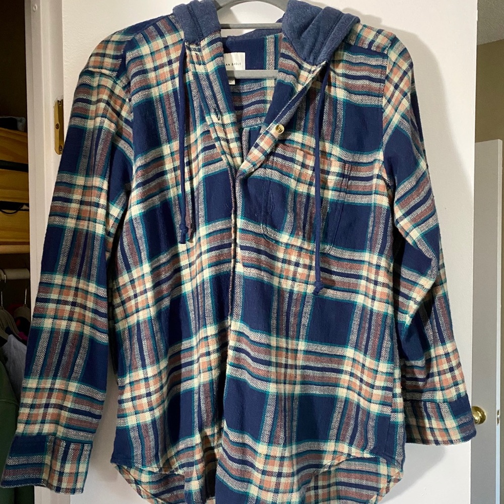 American eagle plaid flannel hoodie